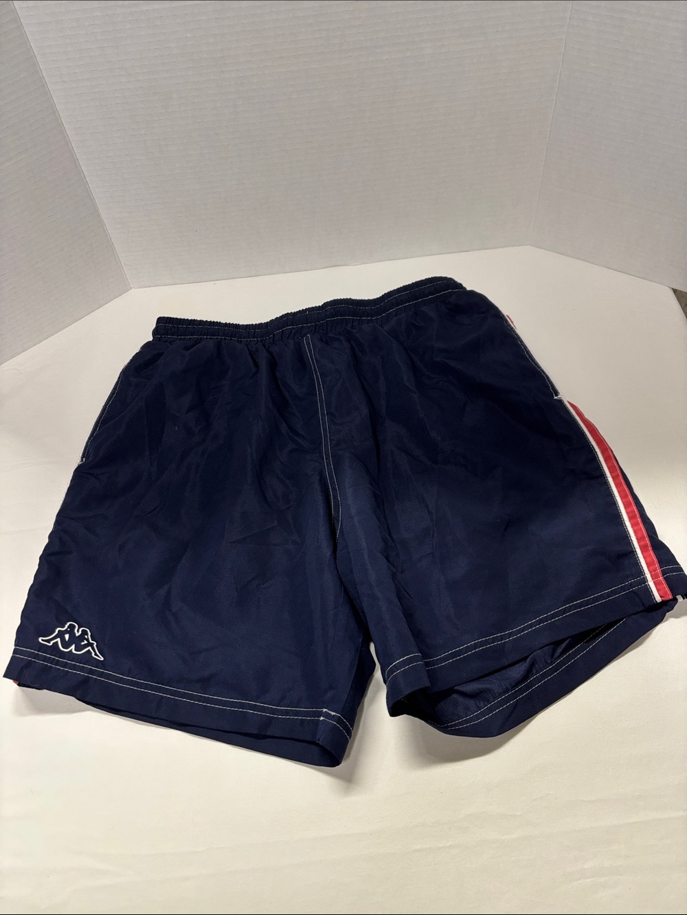 Kappa Navy Shorts with Red and White Side Stripe